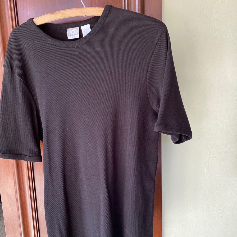 Men’s finely ribbed Black pull-over shirt, size M, 100%cotton, like new